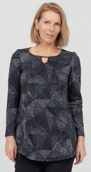 Scandinavian Caramel Triangles Tunic Dark Blue - Mintás pólók nőknek - 