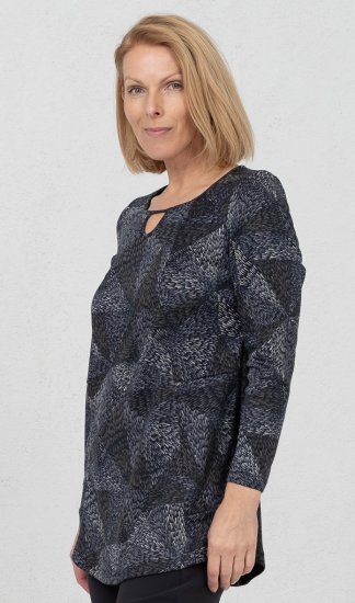 Scandinavian Caramel Triangles Tunic Dark Blue - Mintás pólók nőknek - 