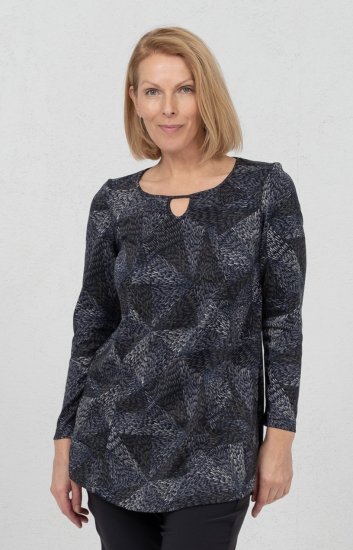 Scandinavian Caramel Triangles Tunic Dark Blue - Mintás pólók nőknek - 