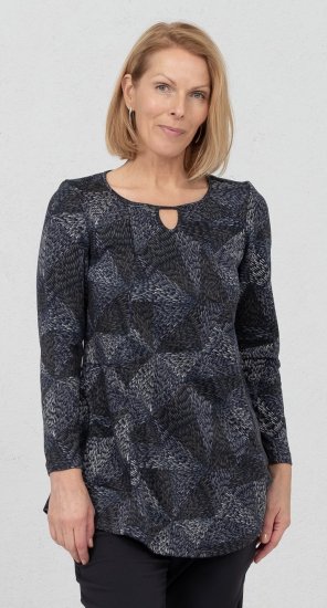 Scandinavian Caramel Triangles Tunic Dark Blue - Mintás pólók nőknek - 