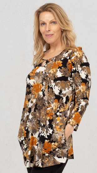Scandinavian Caramel Flower Petals Tunic Orange and Brown - Mintás pólók nőknek - 