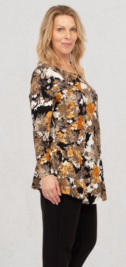 Scandinavian Caramel Flower Petals Tunic Orange and Brown - Mintás pólók nőknek - 