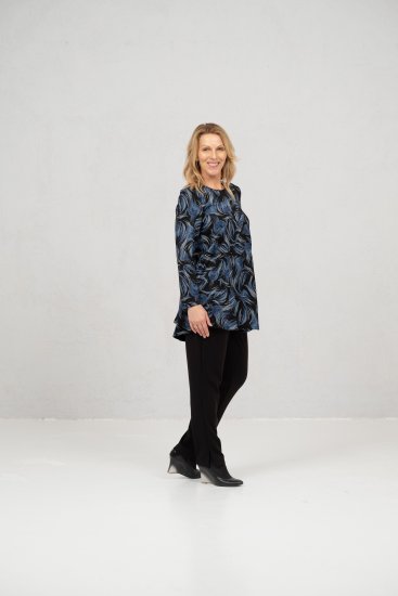 Scandinavian Caramel Swirls Tunic Blue - Mintás pólók nőknek - 