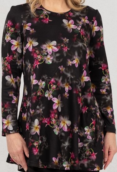 Scandinavian Caramel Flowers Tunic Red and Pink - Mintás pólók nőknek - 