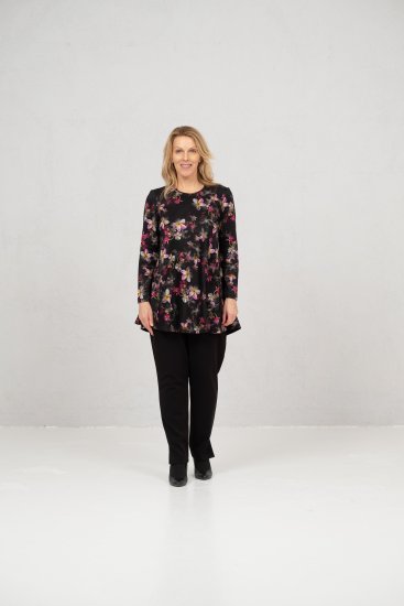 Scandinavian Caramel Flowers Tunic Red and Pink - Mintás pólók nőknek - 