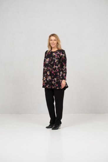 Scandinavian Caramel Flowers Tunic Red and Pink - Mintás pólók nőknek - 