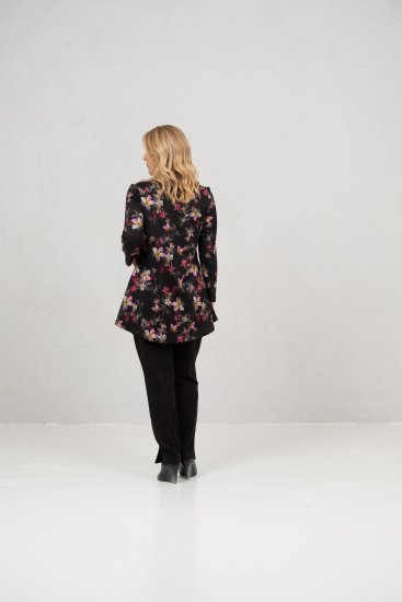 Scandinavian Caramel Flowers Tunic Red and Pink - Mintás pólók nőknek - 