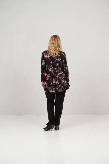 Scandinavian Caramel Flowers Tunic Red and Pink - Mintás pólók nőknek - 