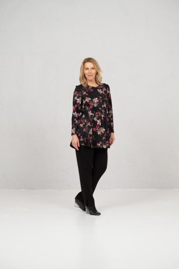 Scandinavian Caramel Flowers Tunic Red and Pink - Mintás pólók nőknek - 