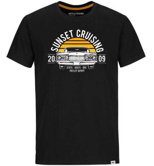 Motley Denim Plymouth T-shirt Black - Pólók - Nagyméretű pólók - 2XL-14XL