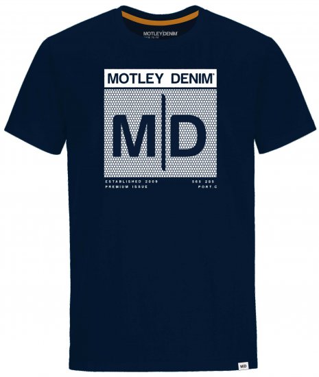 Motley Denim Poole T-shirt Navy - Pólók - Nagyméretű pólók - 2XL-14XL
