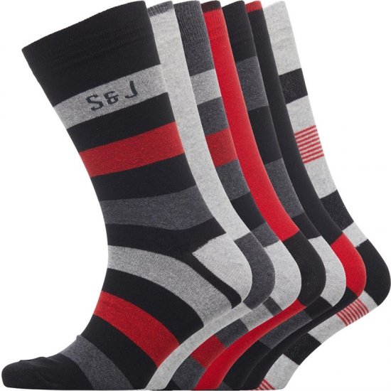 Smith & Jones Red line 7-pack Socks - Alsónemű & strandruhák - Nagyméretű Alsónemű 2XL-8XL