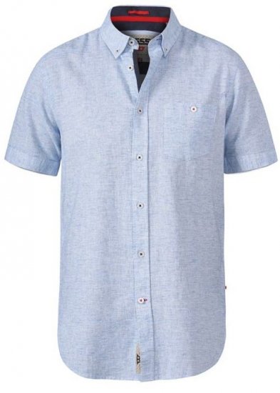 D555 Reid 1 Linen Mix Short Sleeve Shirt Sky Blue - Ingek - Ingek 2XL-10XL