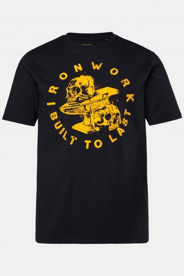 JP1880 T-Shirt Short Sleeve Chest Print Skulls Black - Pólók - Nagyméretű pólók - 2XL-14XL