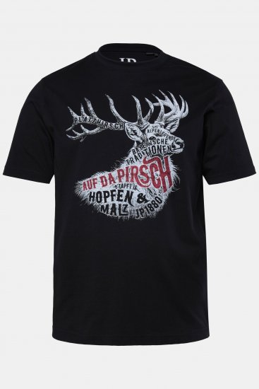 JP1880 T-Shirt Elk Print Black - Pólók - Nagyméretű pólók - 2XL-14XL