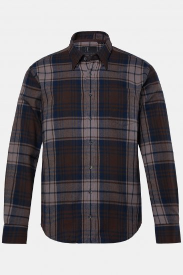 JP1880 Shirt Flannel Long Sleeve Dark Brown - Ingek - Ingek 2XL-10XL