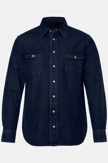 JP1880 Denim Shirt Flexnamic Long Sleeve Navy - Ingek - Ingek 2XL-10XL