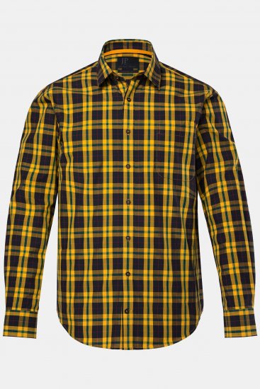 JP1880 Checked Shirt Long Sleeve Kent Collar Curry - Ingek - Ingek 2XL-10XL