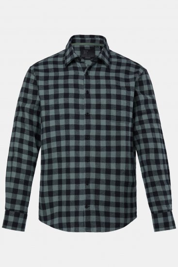 JP1880 Checked Flannel Shirt Long Sleeve Eucalyptus Green - Ingek - Ingek 2XL-10XL
