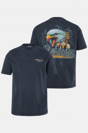 JP1880 T-Shirt Short Sleeve Back Print Vintage Black - Pólók - Nagyméretű pólók - 2XL-14XL