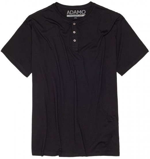 Adamo Silas Regular fit Serafino T-shirt Black - Pólók - Nagyméretű pólók - 2XL-14XL