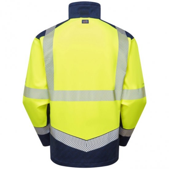 Leo Bowden Ecoviz Softshell Jacket Hi-Vis Yellow/Navy Print - Munkaruha - Nagyméretű Munkaruha 3XL-6XL