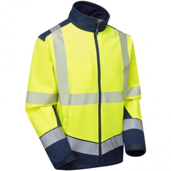 Leo Bowden Ecoviz Softshell Jacket Hi-Vis Yellow/Navy Print - Munkaruha - Nagyméretű Munkaruha 3XL-6XL