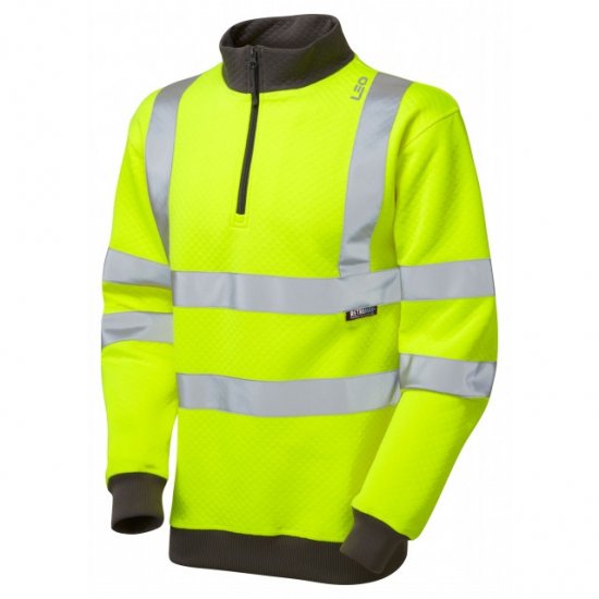 Leo Brynsworthy Ecoviz 1/4 Zip Sweatshirt Hi-Vis Yellow - Munkaruha - Nagyméretű Munkaruha 3XL-6XL