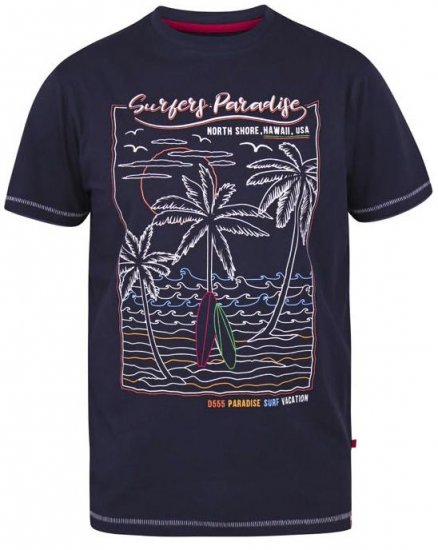 D555 Stewart Surfer'S Paradise Crew Neck T-Shirt Navy - Pólók - Nagyméretű pólók - 2XL-14XL