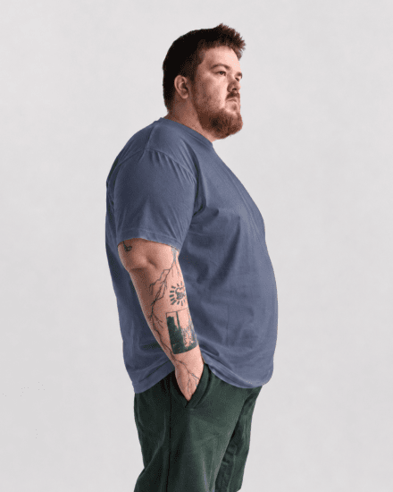 Motley Denim Stockholm T-shirt Light Indigo - Pólók - Nagyméretű pólók - 2XL-14XL