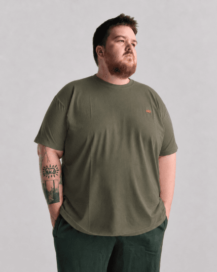 Motley Denim Stockholm T-shirt Dark Khaki - Pólók - Nagyméretű pólók - 2XL-14XL