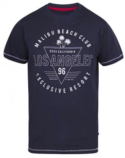 D555 Stoke Los Angeles Beach Printed T-Shirt Navy - Pólók - Nagyméretű pólók - 2XL-14XL