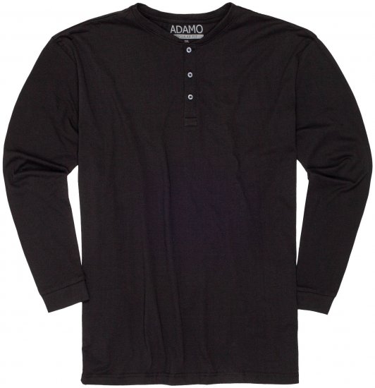 Adamo Sven Regular fit Serafino Long sleeve T-shirt Black - Pólók - Nagyméretű pólók - 2XL-14XL