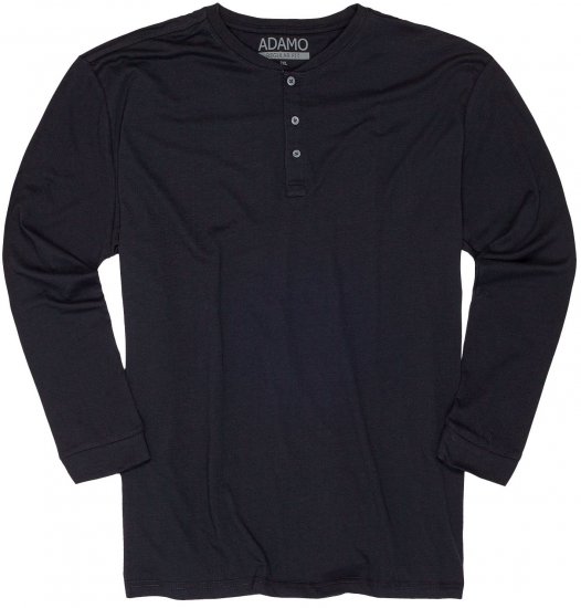 Adamo Sven Regular fit Serafino Long sleeve T-shirt Navy - Pólók - Nagyméretű pólók - 2XL-14XL