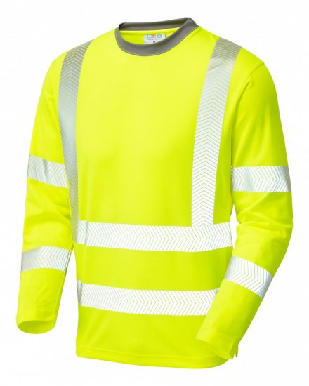 Leo Capstone Coolviz Plus Long Sleeve T-shirt Hi-Vis Yellow - Munkaruha - Nagyméretű Munkaruha 3XL-6XL