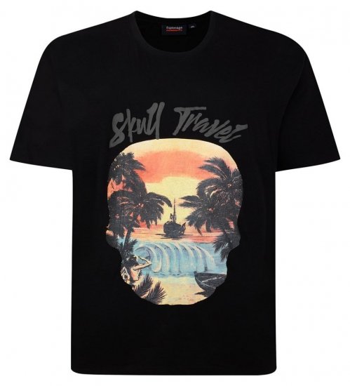 Espionage T432 Skull Travel Nyomott mintás póló fekete - Pólók - Nagyméretű pólók - 2XL-14XL