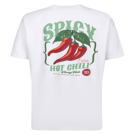 Espionage T457 Spicy Chilli Nyomott mintás póló fehér - Pólók - Nagyméretű pólók - 2XL-14XL