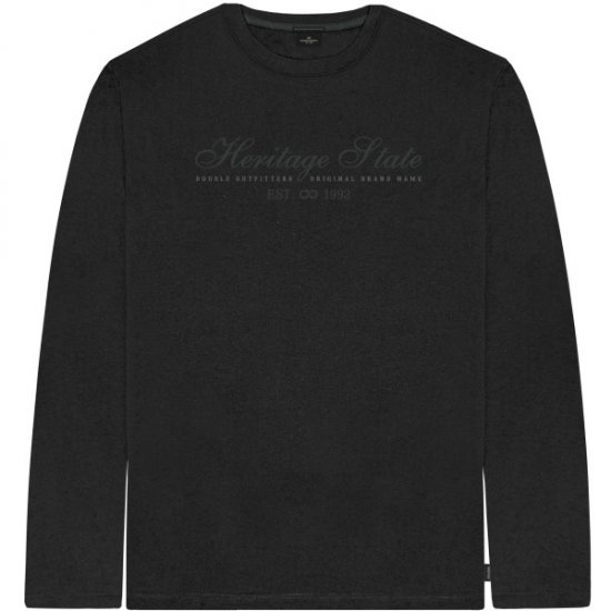 Double Outfitters TS-9171 Long Sleeve T-Shirt Embroidered Black - Pólók - Nagyméretű pólók - 2XL-14XL