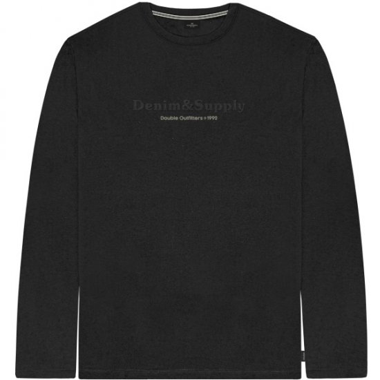 Double Outfitters TS-9173 Long Sleeve T-Shirt Embossed Black - Pólók - Nagyméretű pólók - 2XL-14XL