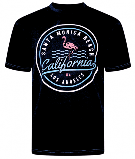 Kam Jeans 5707 Santa Monica Tee Black - Pólók - Nagyméretű pólók - 2XL-14XL