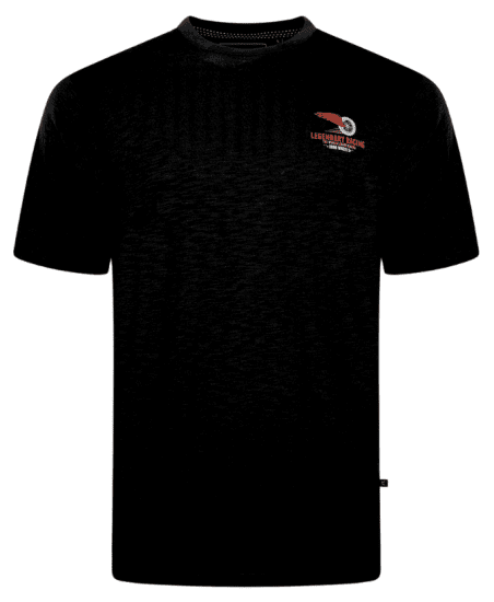 Kam Jeans 5710 Legendary Racing Slub Tee With Back Print Black - Pólók - Nagyméretű pólók - 2XL-14XL