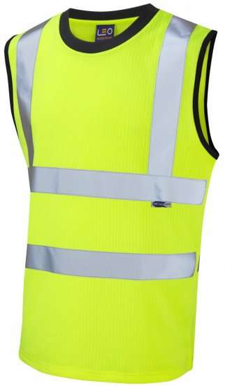 Leo Ashford Comfort Sleeveless T-shirt Hi-Vis Yellow - Munkaruha - Nagyméretű Munkaruha 3XL-6XL