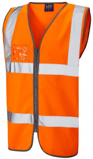 Leo Rumsam Zip Front Waistcoat Hi-Vis Orange - Munkaruha - Nagyméretű Munkaruha 3XL-6XL