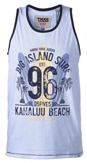 D555 Wirral Hawaii Surf Board Printed Vest Sky Blue - Pólók - Nagyméretű pólók - 2XL-14XL