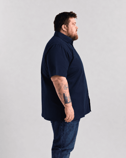 Motley Denim Zagreb Rövid ujjú ing Tengerészkék - Ingek - Ingek 2XL-10XL